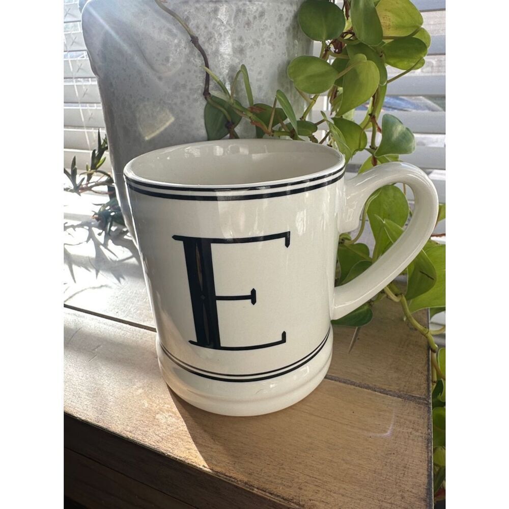 Threshold Stoneware E Initial Coffee Mug